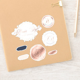 Tiffany Styles Navy Blue & Rose Gold Custom Logos Aufkleber