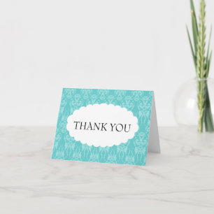 Tiffany Teal Damask Wedding Thank You Card Dankeskarte