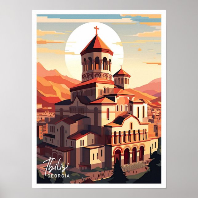 Tiflis Georgia Art Travel Place Illustration Poster (Vorne)