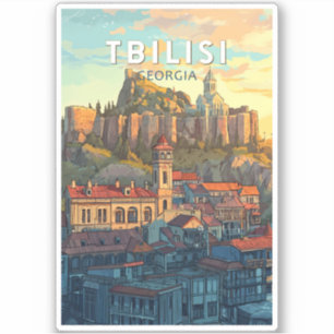 Tiflis Georgia Illustration Travel Art Vintag Aufkleber