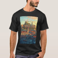 Tiflis Georgia Illustration Travel Art Vintag