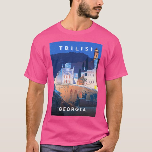 Tiflis Georgia - Retro Travel Minimalistisch Poste T-Shirt (Vorderseite)