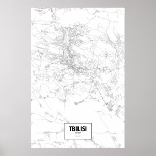 Tiflis, Georgia (Schwarzes auf Weiß) Poster