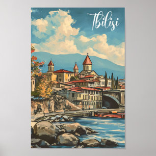 Tiflis Georgia Vintag Art Travel Illustration Poster