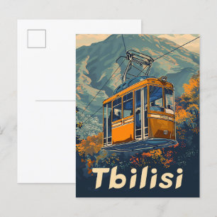Tiflis Georgia Vintag Retro Travel Illustration Postkarte
