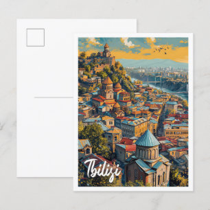 Tiflis Georgien Vintage Kunst Reiseillustration Postkarte