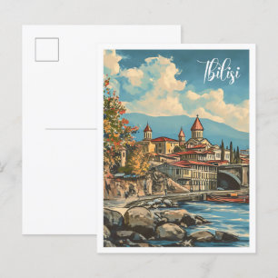 Tiflis Georgien Vintage Kunst Reiseillustration Postkarte