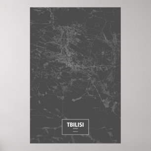 Tiflis, Georgien (weiß auf schwarz) Poster
