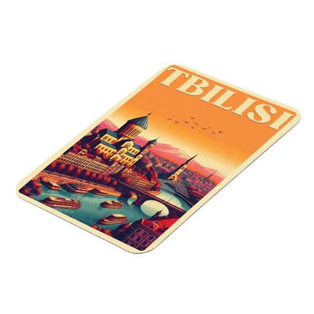 Tiflis Hauptstadt Georgia, Retro-Souvenirgeschenke Magnet (Linke Seite)