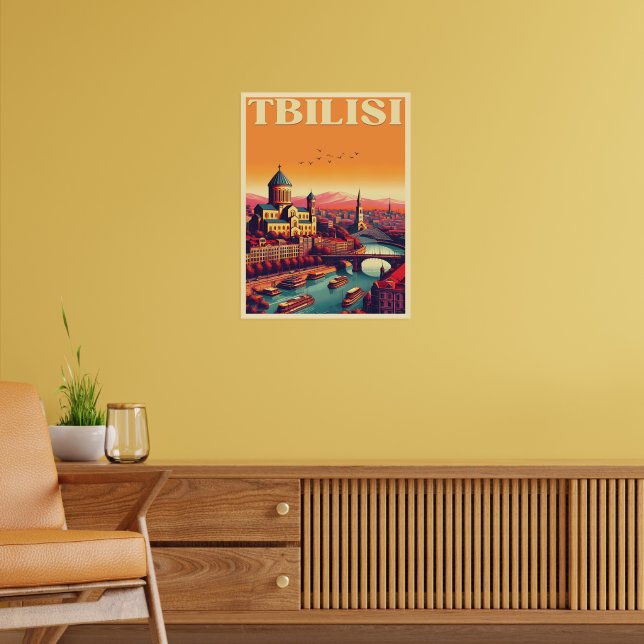 Tiflis Hauptstadt Georgia, Retro-Souvenirgeschenke Poster (Wohnzimmer 2)
