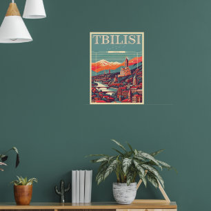 Tiflis Hauptstadt Georgia, Retro-Souvenirgeschenke Poster