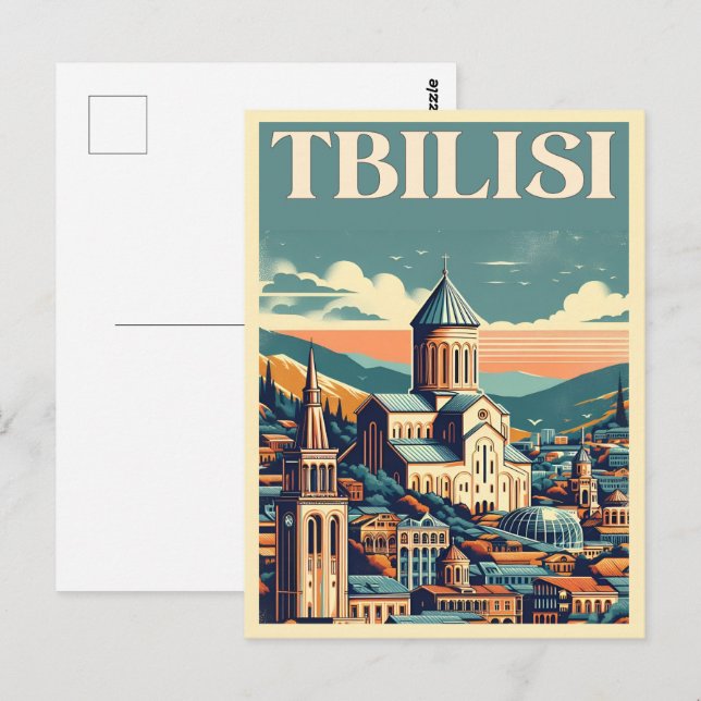 Tiflis Hauptstadt Georgia, Retro-Souvenirgeschenke Postkarte (Vorne/Hinten)