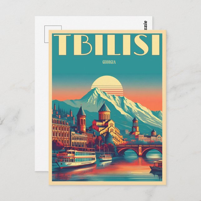 Tiflis Hauptstadt Georgia, Retro-Souvenirgeschenke Postkarte (Vorne/Hinten)