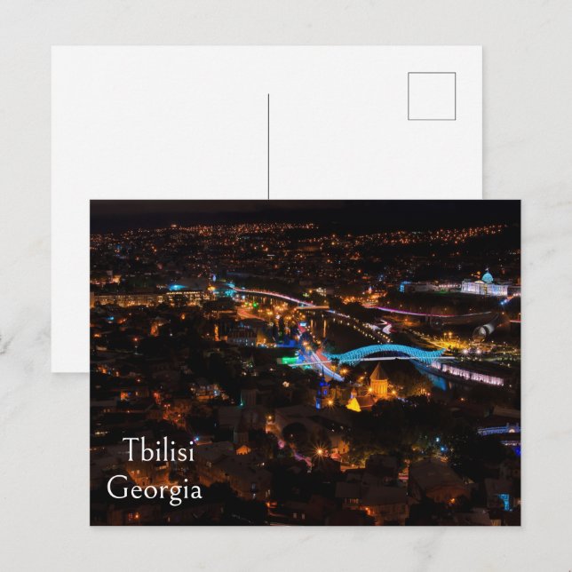 Tiflis in der Nacht Postkarte (Vorne/Hinten)