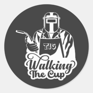 TIG-Schweißer-Geschenk beim Gehen der Tasse Runder Aufkleber
