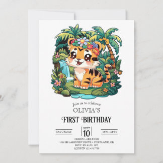 Tiger 1. Geburtstag digital Einladung