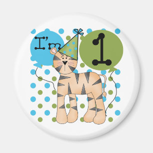 Tiger 1. Geburtstag T - Shirt und Geschenke Magnet