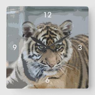 Tiger_2014_0901 Quadratische Wanduhr