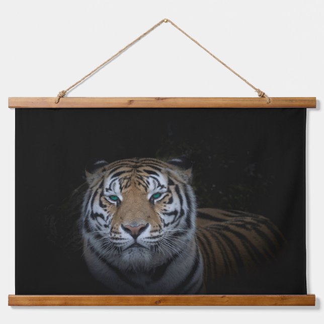 Tiger 26"x36" Vertikal (Portrait), ein Panel Wandteppich Mit Holzrahmen (Vorne)