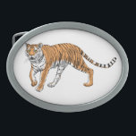 Tiger 2 ovale gürtelschnalle<br><div class="desc">Handgezeichnet Vektorgrafik eines Tigers</div>