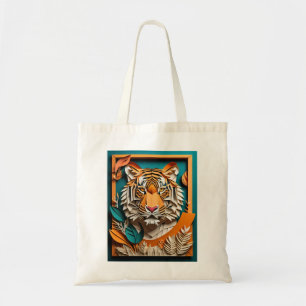Tiger 3D Paper Art Design T - Shirt Tragetasche