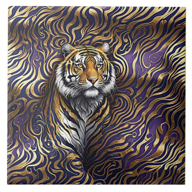 Tiger Abstrakt Art Fliese (Vorderseite)