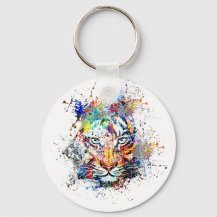 Tiger Abstrakt Art Malerei Schlüsselanhänger