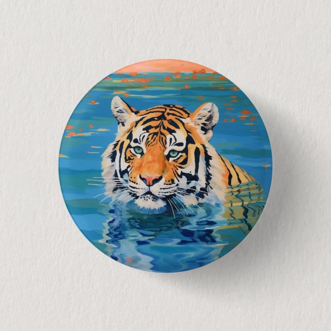 Tiger, Abzeichen, Anstecknadel, Knopf, bemalt, Kun Button (Vorderseite)