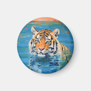 Tiger, Abzeichen, Magnet, bemalt, bunte Kunst Magnet