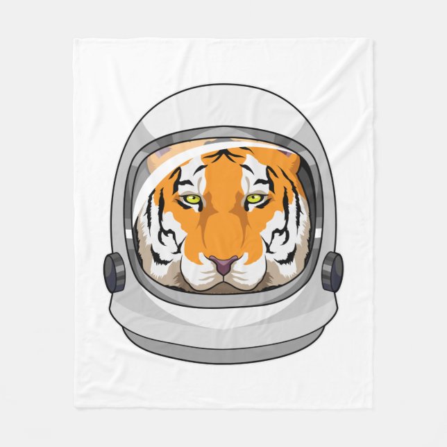 Tiger als Astronaut mit Helm Fleecedecke (Vorderseite)