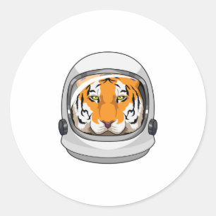 Tiger als Astronaut mit Helm Runder Aufkleber
