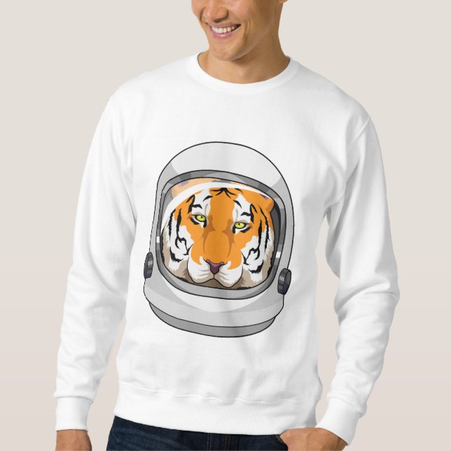 Tiger als Astronaut mit Helm Sweatshirt (Vorderseite)
