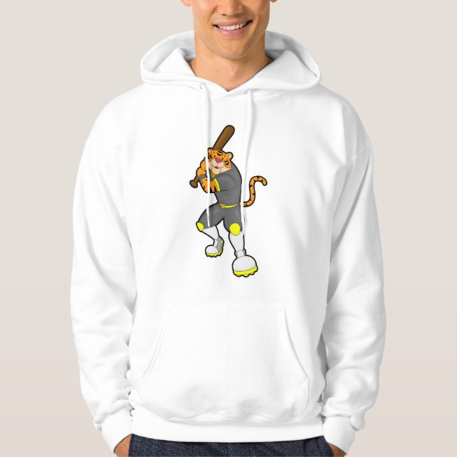 Tiger als Baseballspieler mit Baseballschläger Hoodie (Vorderseite)