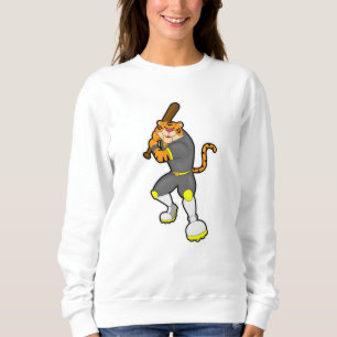 Tiger als Baseballspieler mit Baseballschläger Sweatshirt