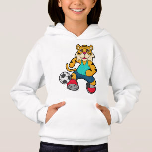 Tiger als Fußballspieler mit Fußball Hoodie