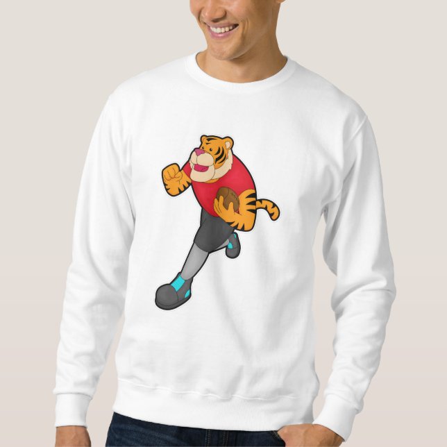 Tiger als Fußballspieler mit Fußball Sweatshirt (Vorderseite)