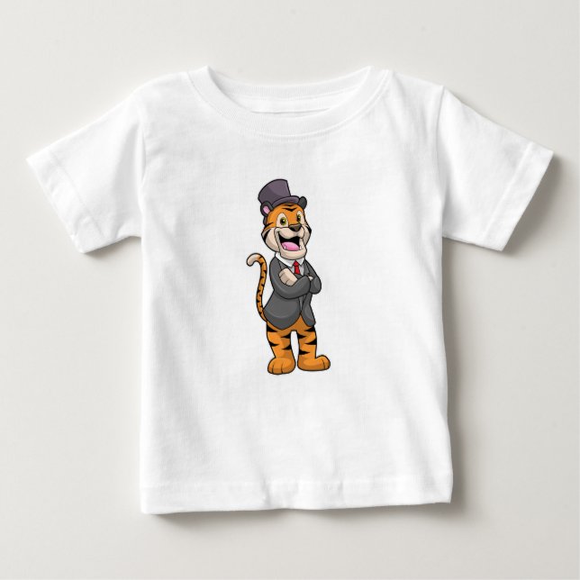 Tiger als Groom mit Jacket & Hut Baby T-shirt (Vorderseite)