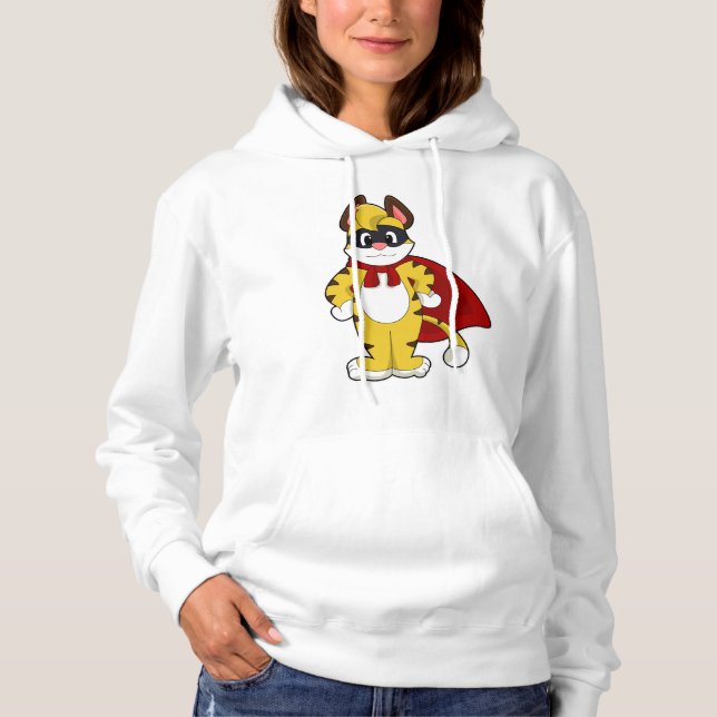 Tiger als Held mit Maske & Kap Hoodie (Vorderseite)