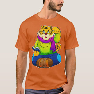 Tiger als Nerd mit Buch T-Shirt