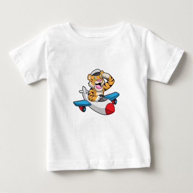 Tiger als Pilot in Flugzeuge Baby T-shirt (Vorderseite)