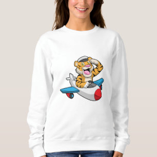 Tiger als Pilot in Flugzeuge Sweatshirt