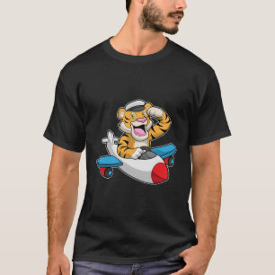 Tiger als Pilot in Flugzeuge T-Shirt