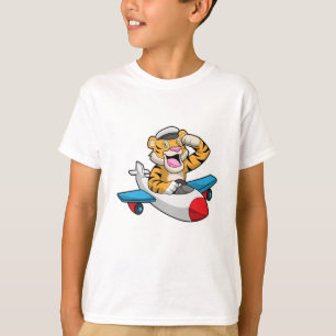 Tiger als Pilot in Flugzeuge T-Shirt