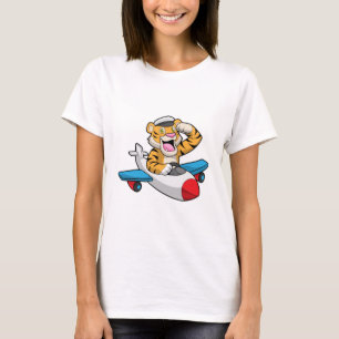 Tiger als Pilot in Flugzeuge T-Shirt