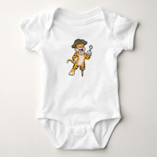 Tiger als Pirate mit Holzbein und Hooker Hand Baby Strampler