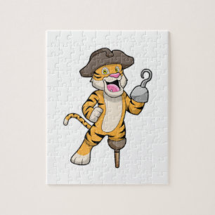 Tiger als Pirate mit Holzbein und Hooker Hand Puzzle