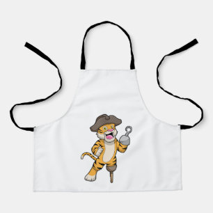 Tiger als Pirate mit Holzbein und Hooker Hand Schürze