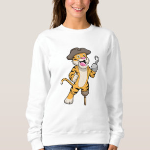 Tiger als Pirate mit Holzbein und Hooker Hand Sweatshirt