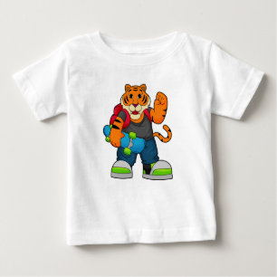 Tiger als Skater mit Skateboard Baby T-shirt