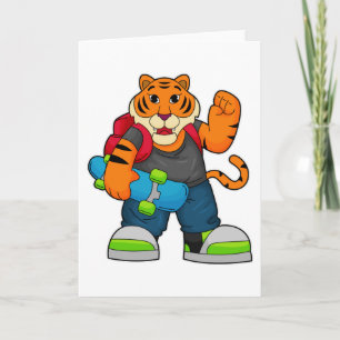 Tiger als Skater mit Skateboard Karte